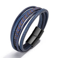 Trendy Genuine Charm Leather Stainless Steel Multilayer Braided Bracelets