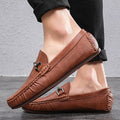 Breathable Comfortable Checkered Embossing Leather Loafers