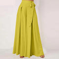 Elegant Solid High Waist Pleated Flare Wide Leg Trousers