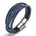 Trendy Genuine Charm Leather Stainless Steel Multilayer Braided Bracelets