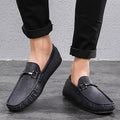 Breathable Comfortable Checkered Embossing Leather Loafers