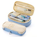 Classic Fashion Pencil Bag Canvas Contrast Colour Large Capacity Pencil Case Stationery Storage Bag Organizer for Student Gift