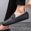 Breathable Comfortable Checkered Embossing Leather Loafers