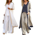 Stylish Cardigan Coat Sling Top Pants Homewear Set (3Pc) Outfit