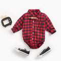 Newborn Baby Boys Bodysuits Fashion Plaid Long Sleeve