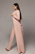 Bandage Lace Up Long Sleeve Cardigan Coat Loose Wide Leg Pants (3 pcs )