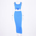 Ribbed knitted two pieces set long skirt crop tank top sexy elegant festival matching co-ord