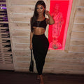 Ribbed knitted two pieces set long skirt crop tank top sexy elegant festival matching co-ord
