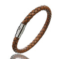 Genuine Leather Braided & Stainless Steel Magnetic Clasp Bracelet