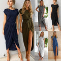 New Elegant Summer Fashion O-Neck Split Dress