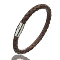 Genuine Leather Braided & Stainless Steel Magnetic Clasp Bracelet