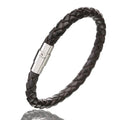 Genuine Leather Braided & Stainless Steel Magnetic Clasp Bracelet
