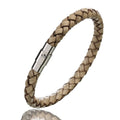 Genuine Leather Braided & Stainless Steel Magnetic Clasp Bracelet