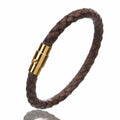 Genuine Leather Braided & Stainless Steel Magnetic Clasp Bracelet