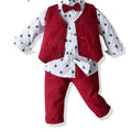 3PCS Set Baby Boy Outfits Suit Tie Shirts+Pants+Vest