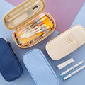 Classic Fashion Pencil Bag Canvas Contrast Colour Large Capacity Pencil Case Stationery Storage Bag Organizer for Student Gift