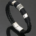 Trendy Genuine Charm Leather Stainless Steel Multilayer Braided Bracelets