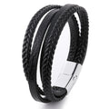 Trendy Genuine Charm Leather Stainless Steel Multilayer Braided Bracelets