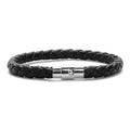 Genuine Leather Braided & Stainless Steel Magnetic Clasp Bracelet