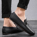 Breathable Comfortable Checkered Embossing Leather Loafers