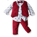 3PCS Set Baby Boy Outfits Suit Tie Shirts+Pants+Vest
