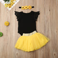 3Pcs Baby Girl Lace Ruffle Sleeveless Romper Set