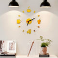 3D Mirror Wall Clock Self Adhesive Modern Mute Acrylic Art Analog Kitchen DIY Coffee Cups Decor