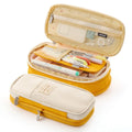 Classic Fashion Pencil Bag Canvas Contrast Colour Large Capacity Pencil Case Stationery Storage Bag Organizer for Student Gift