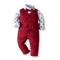 3PCS Set Baby Boy Outfits Suit Tie Shirts+Pants+Vest