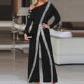 Elegant Striped Fashion Sexy Slash Neck Long Sleeve Jumpsuit