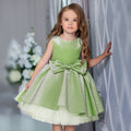 Girls Formal Shiny Bow Mesh Christmas Princess Dress