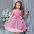 Girls Formal Shiny Bow Mesh Christmas Princess Dress
