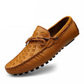 Breathable Comfortable Checkered Embossing Leather Loafers