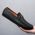 Breathable Comfortable Checkered Embossing Leather Loafers