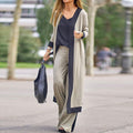 Stylish Cardigan Coat Sling Top Pants Homewear Set (3Pc) Outfit