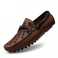 Breathable Comfortable Checkered Embossing Leather Loafers