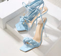New Summer Fashion Design Weave Transparent Strange High Heels Sandals
