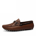 Breathable Comfortable Checkered Embossing Leather Loafers