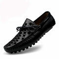 Breathable Comfortable Checkered Embossing Leather Loafers