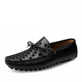 Breathable Comfortable Checkered Embossing Leather Loafers