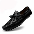 Breathable Comfortable Checkered Embossing Leather Loafers