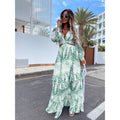 New Style Vintage Maxi Sexy Deep V-Neck Long Sleeve