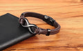 Stainless Steel Leather Bracelet Infinity Logo Special Popular Pattern Unisex Bracelet