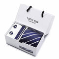Tie Set With Gift Box Jacquard Woven gravata Silk Tie Hanky Cufflinks