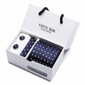 Tie Set With Gift Box Jacquard Woven gravata Silk Tie Hanky Cufflinks