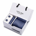 Tie Set With Gift Box Jacquard Woven gravata Silk Tie Hanky Cufflinks