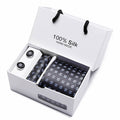 Tie Set With Gift Box Jacquard Woven gravata Silk Tie Hanky Cufflinks
