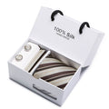 Tie Set With Gift Box Jacquard Woven gravata Silk Tie Hanky Cufflinks