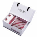 Tie Set With Gift Box Jacquard Woven gravata Silk Tie Hanky Cufflinks