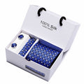Tie Set With Gift Box Jacquard Woven gravata Silk Tie Hanky Cufflinks